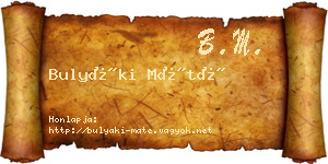 Bulyáki Máté névjegykártya